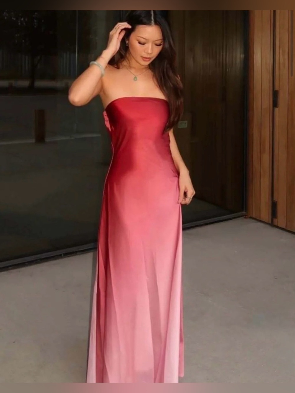 12th Tribe Natalia Strapless Mulberry Ombre Dress